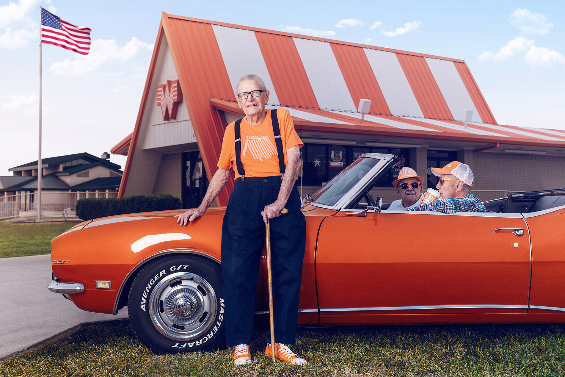 Arnold Moede photographed by conceptual advertising and editorial photographer Josh Huskin for Whataburger