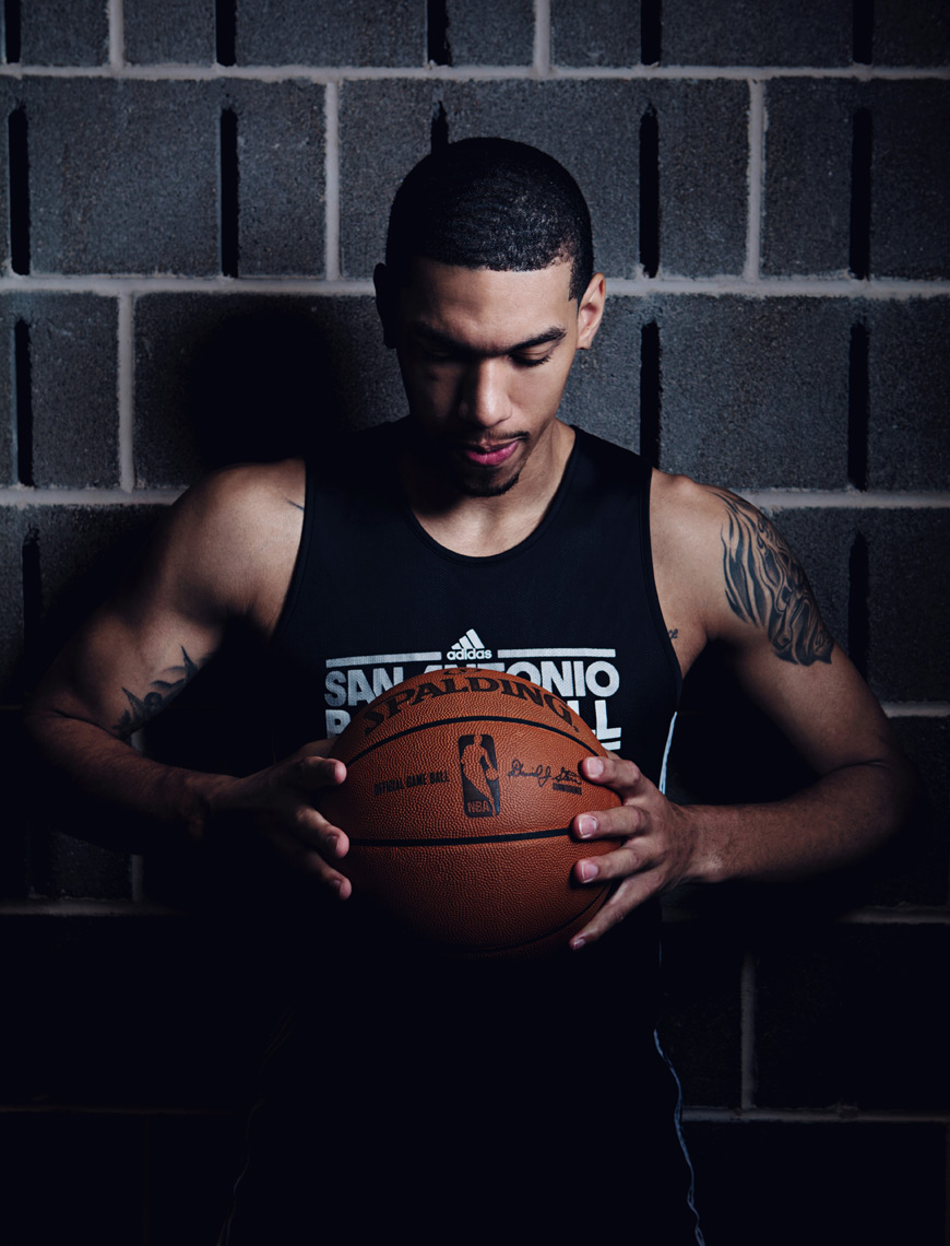 Danny Green, current shooting guard of the San Antonio Spurs, photographed in San Antonio, Tx by Editorial photographer Josh Huskin.  
