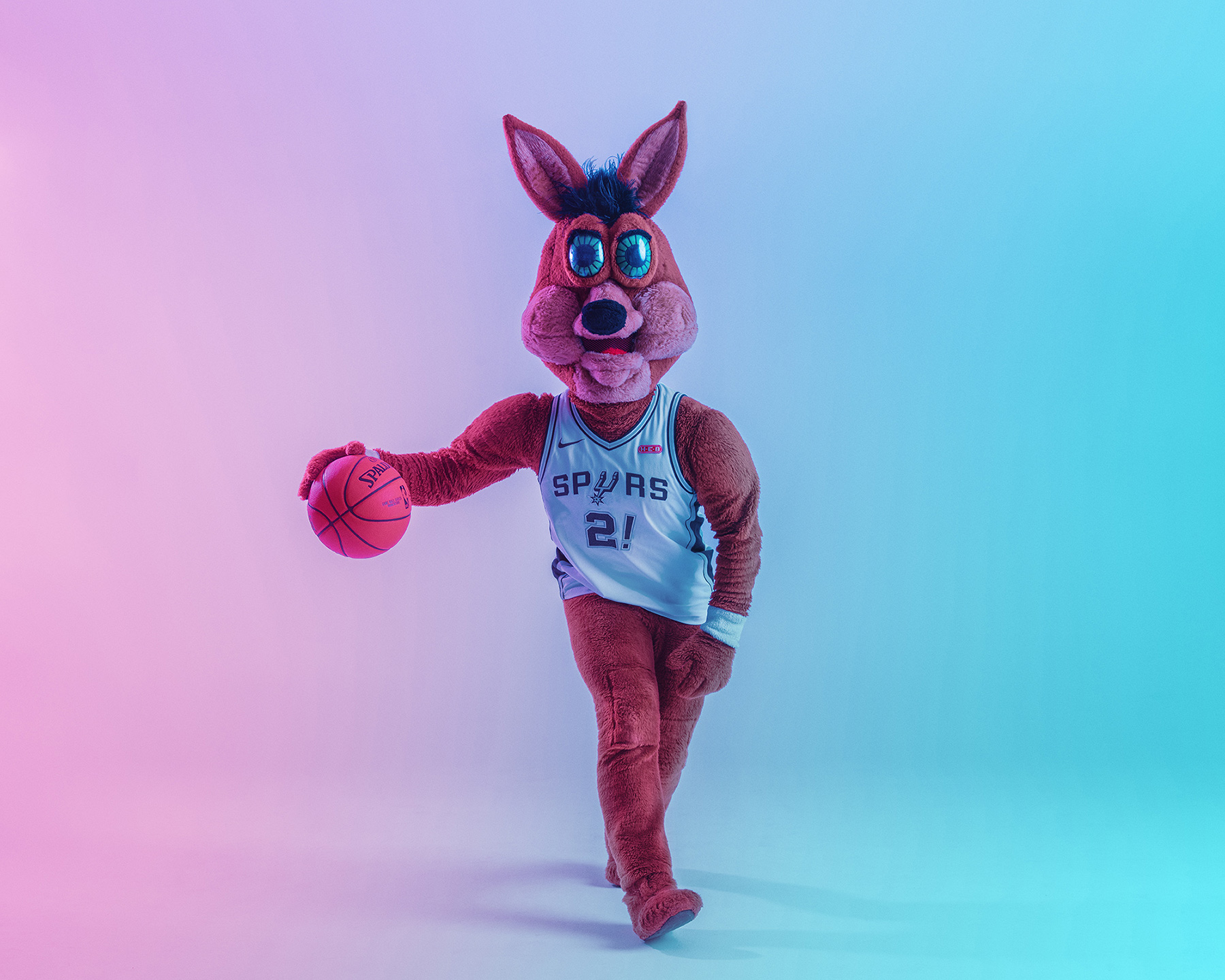 Spurs mascot, The coyote, photographed by photographer Josh Huskin in San Antonio, TX