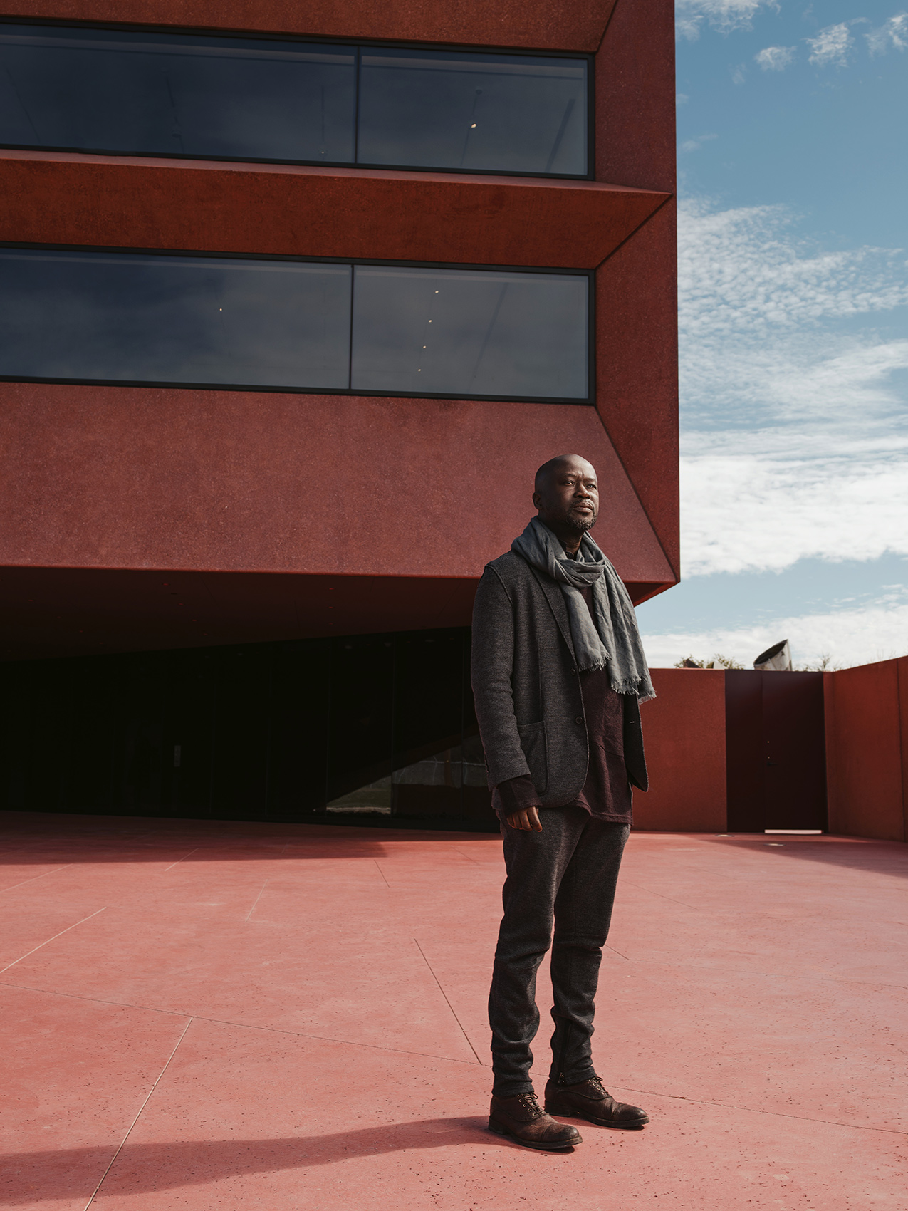 Sir David Adjaye photographed outside Ruby City in San Antonio, TX by portrait photographer Josh Huskin.